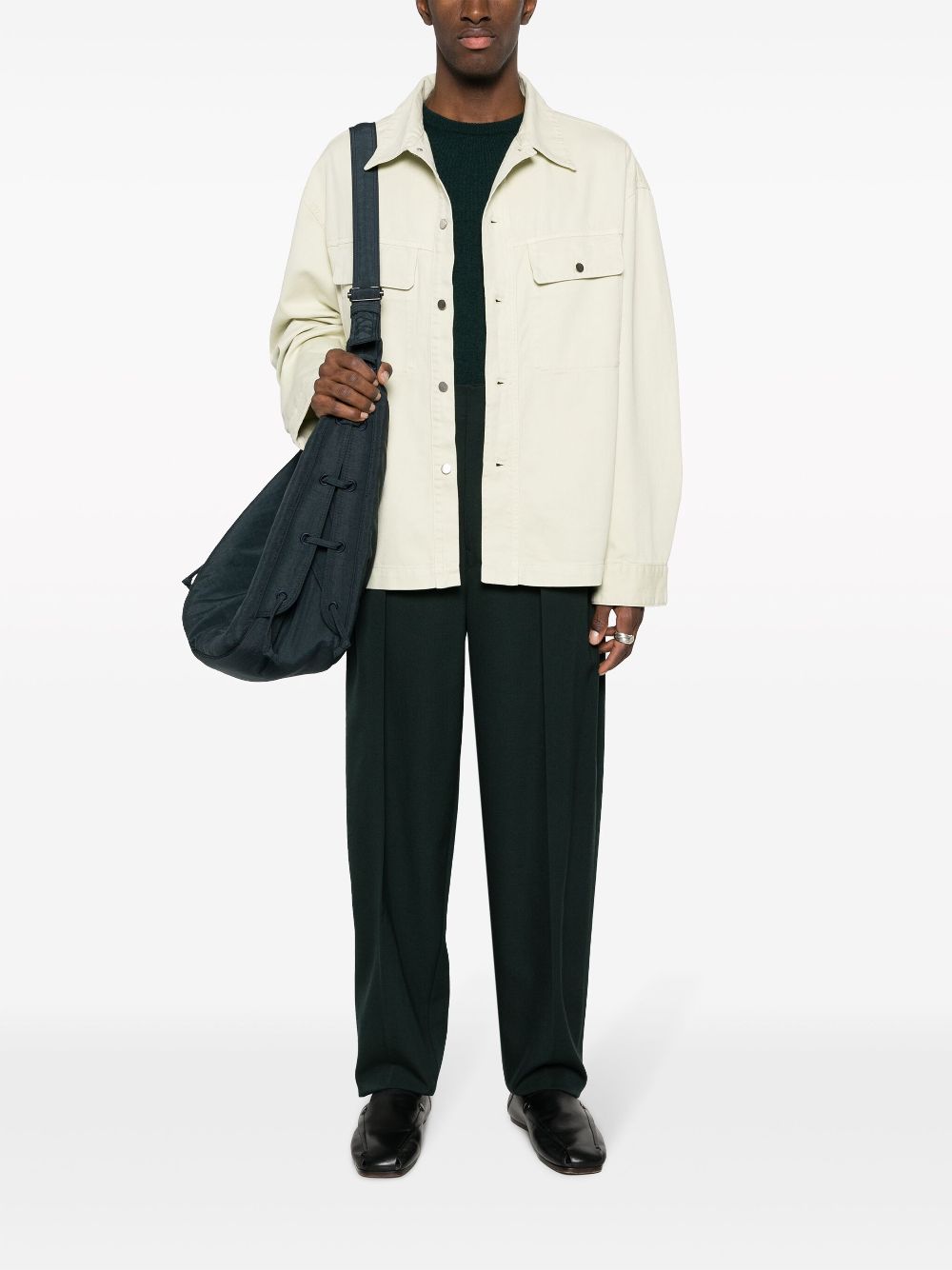 Maison-Kitsune Shirts Men LEMAIRE flap-pockets Cotton Shirt Green