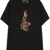 Maison-Kitsune Maharishi Dragon-embroidered Cotton T-shirt Black Men T-Shirts