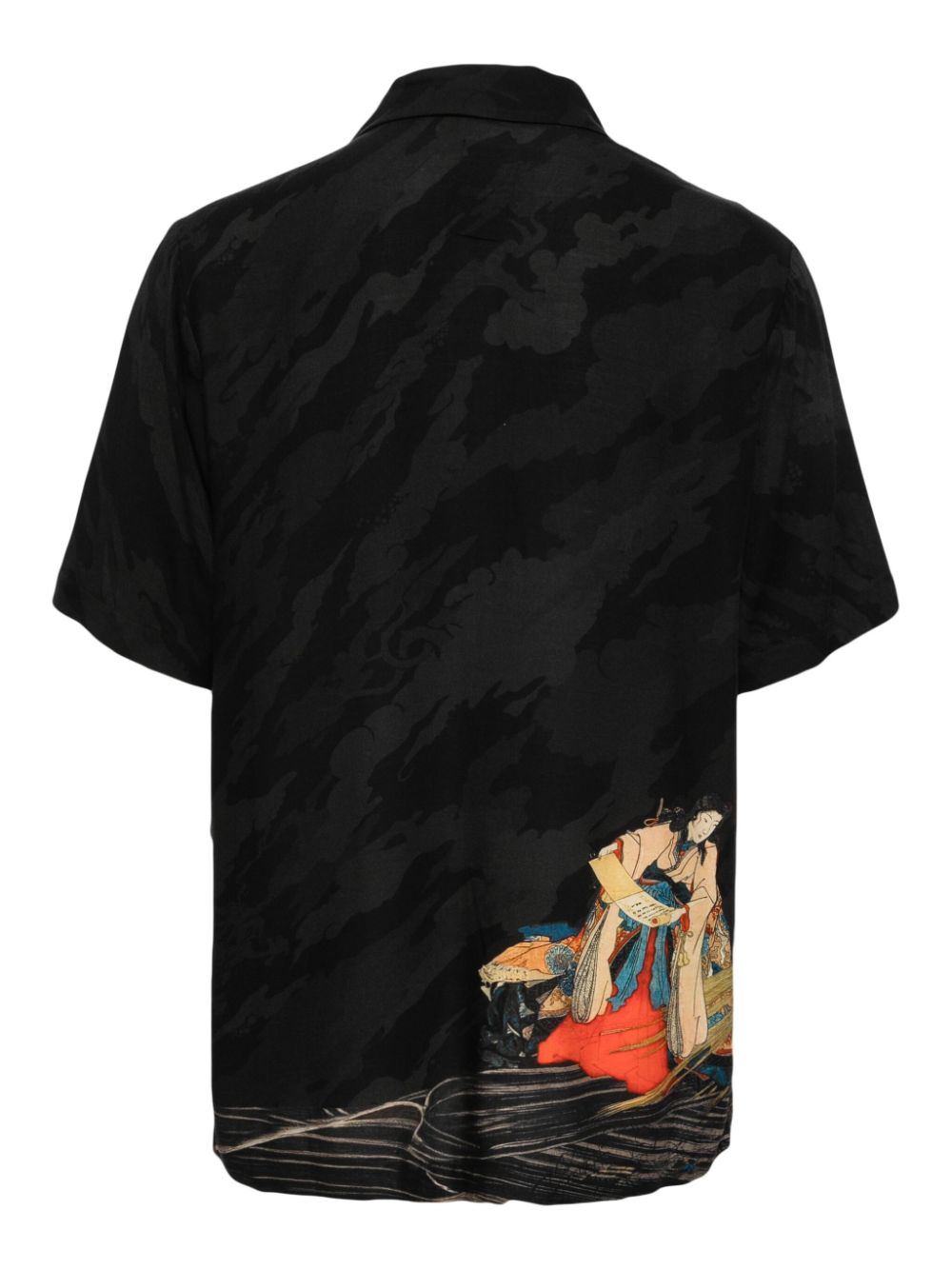 Maharishi Cyber Skeleton Camp Collar Shirt Black Men Shirts Maison-Kitsune