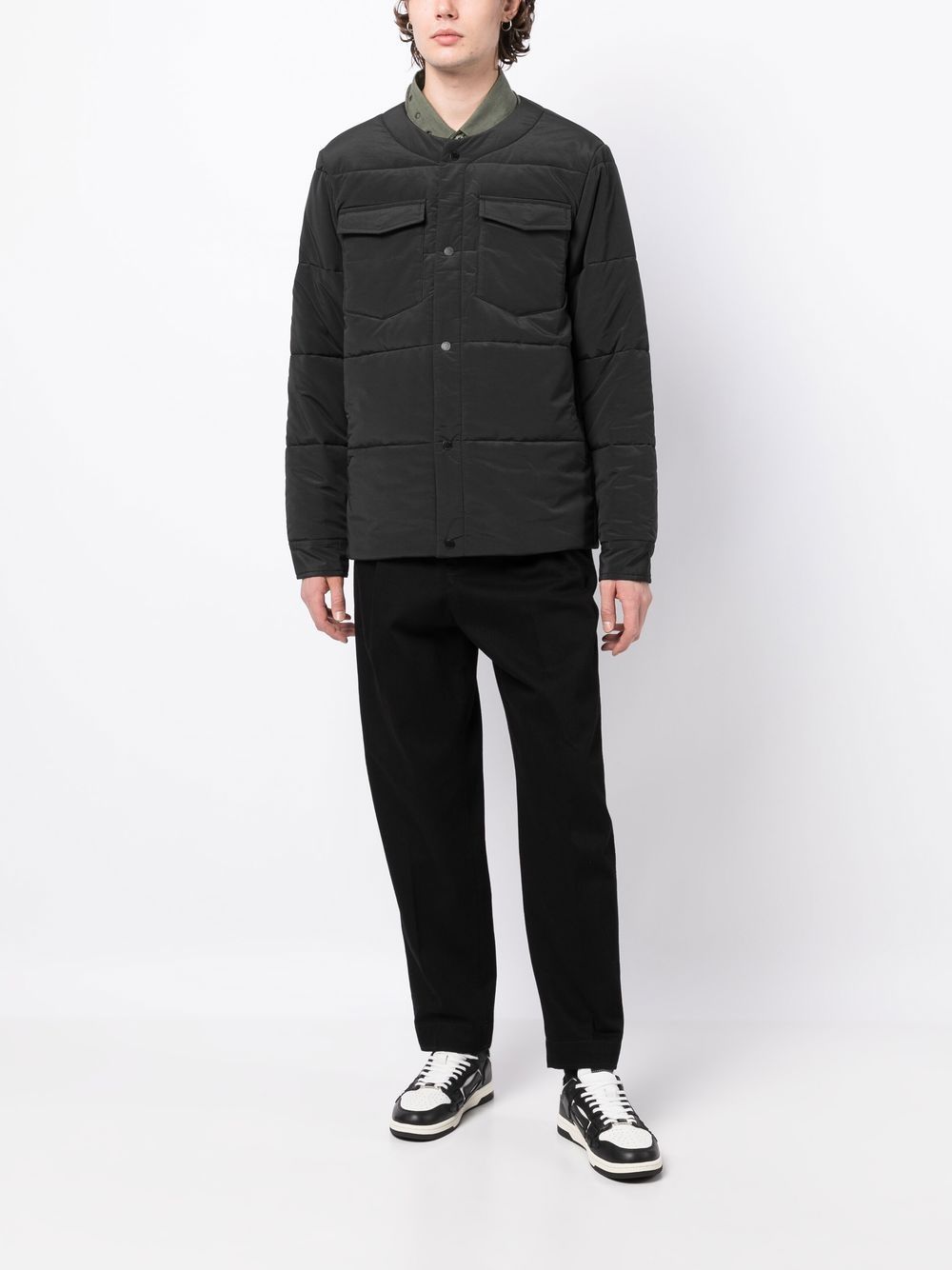 Men Down Jackets Maison-Kitsune Maharishi Collarless Padded Jacket Black