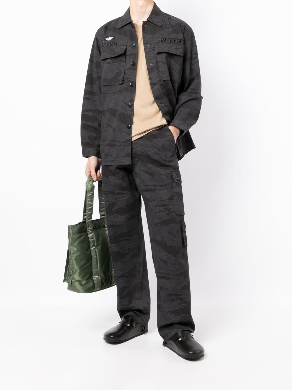 Maison-Kitsune Regular-Fit & Straight Leg Pants Men Maharishi camouflage-print Cargo Trousers Black