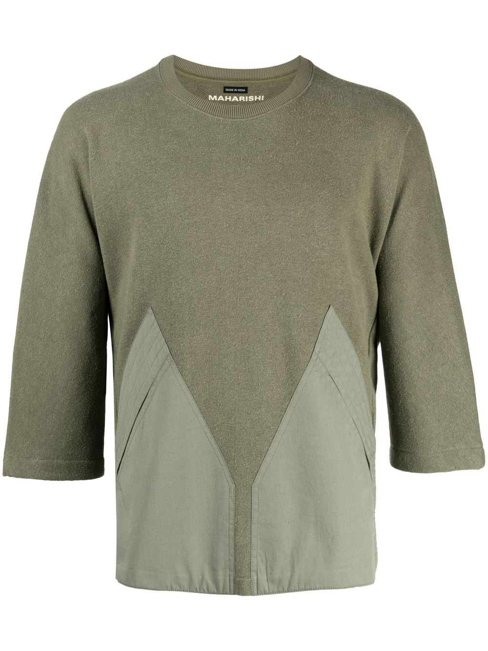 Maison-Kitsune Maharishi crew-neck Knitted T-shirt Green Men Knitted Sweaters