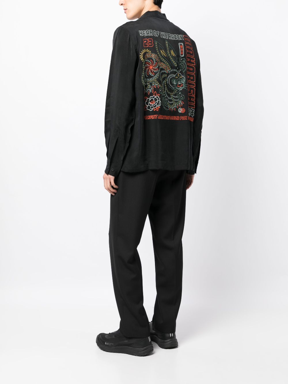 Maison-Kitsune Maharishi Year Of The Rabbit-embroidered Shirt Black Men Shirts