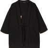 Maison-Kitsune Maharishi tie-fastening cotton-hemp Jacket Black Men Lightweight Jackets