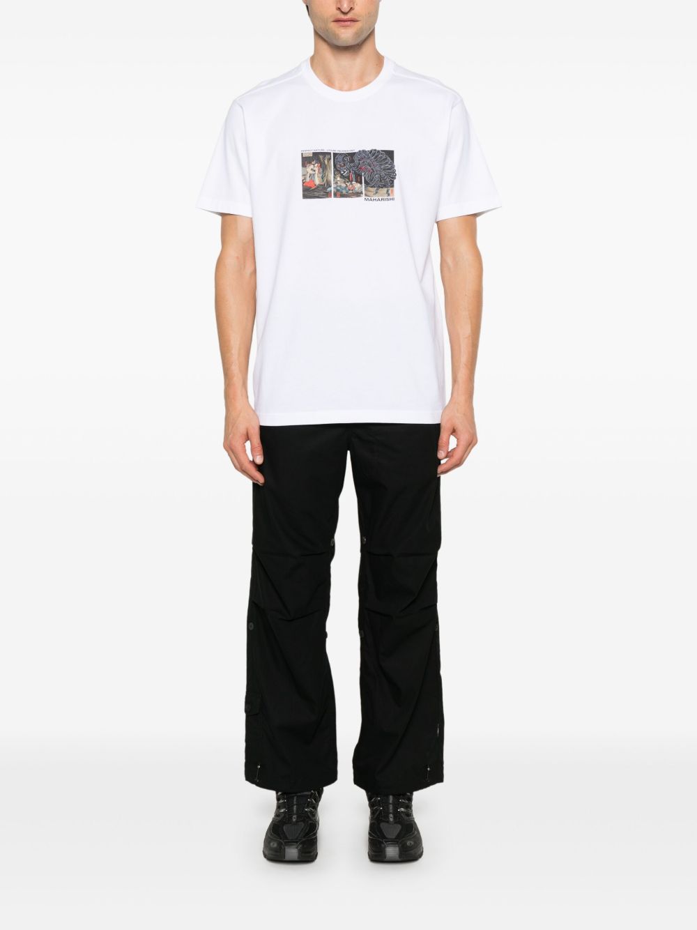 Maison-Kitsune Maharishi 1395 Cyber Skeleton T-shirt White Men T-Shirts