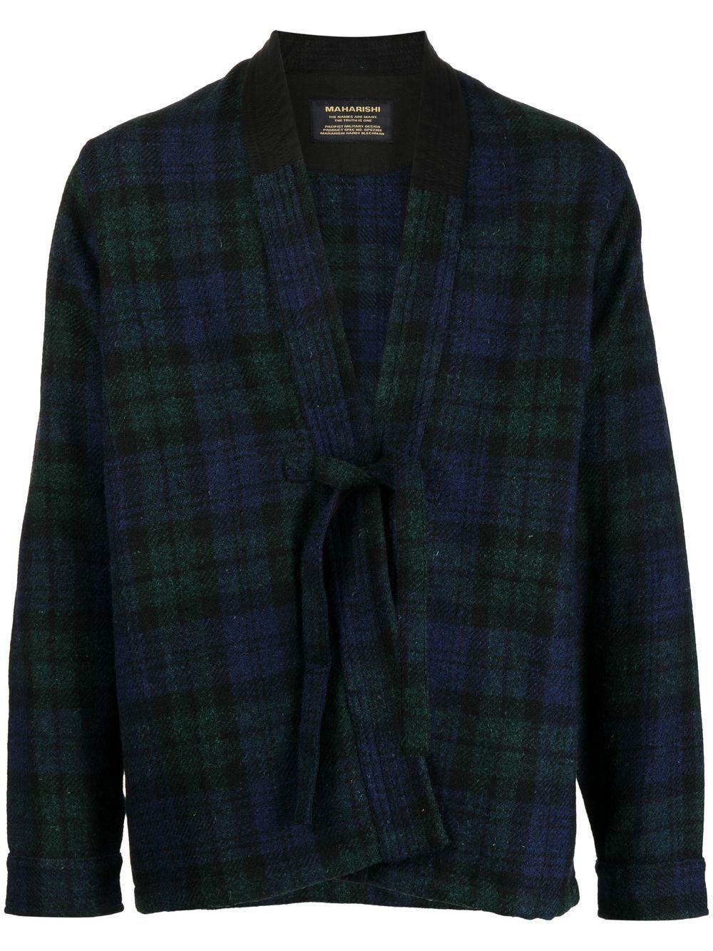 Maison-Kitsune Lightweight Jackets Men Maharishi Tartan front-tie Jacket Blue