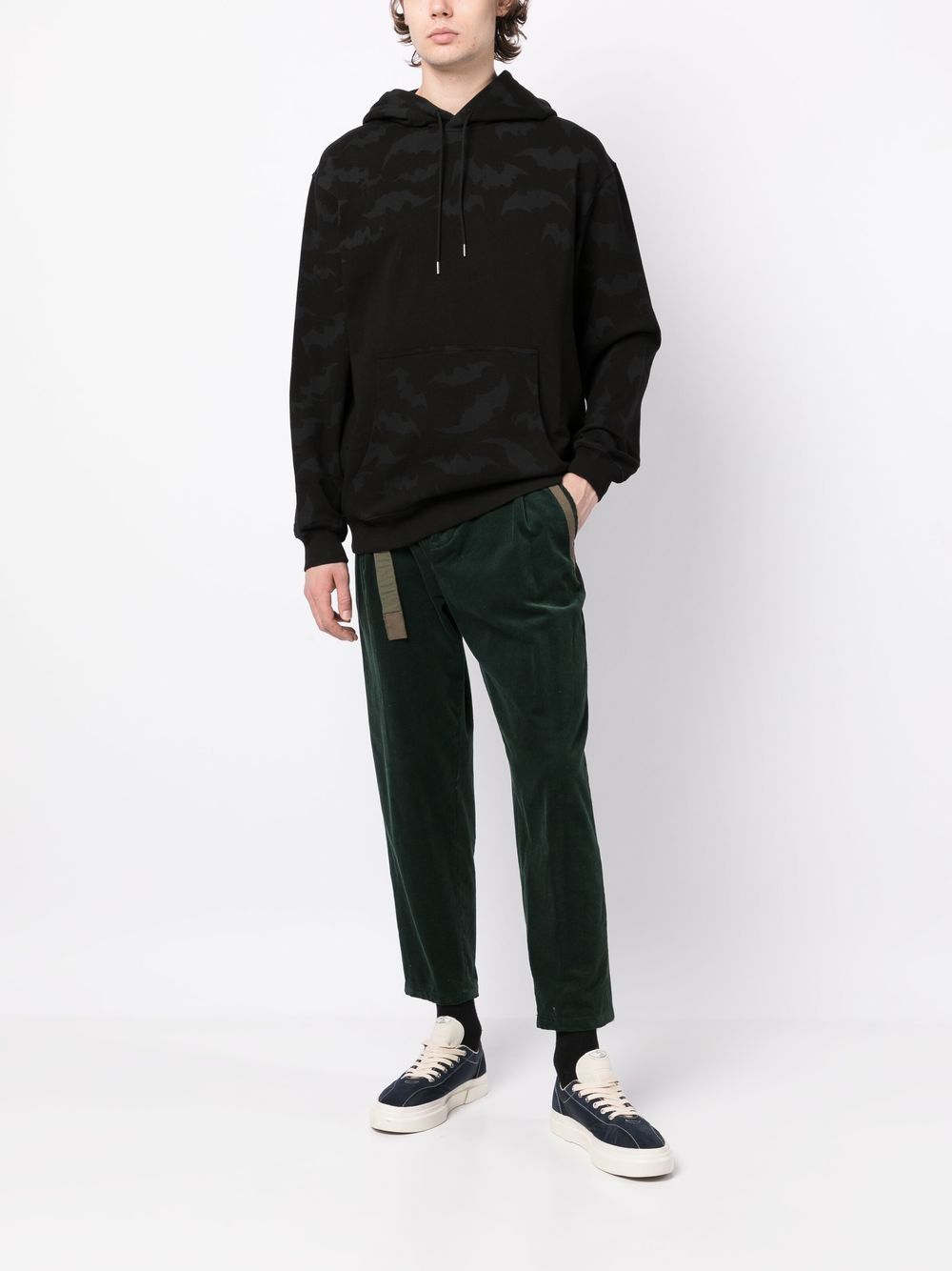 Men Hoodies Maison-Kitsune Maharishi bat-print Cotton Hoodie Black
