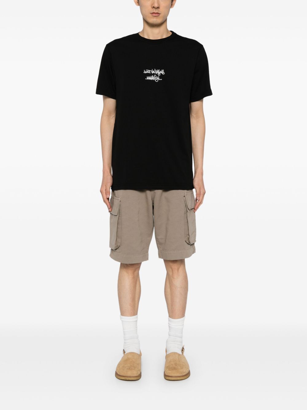 Maharishi Distorted Dragon Cotton T-shirt Black Men T-Shirts Maison-Kitsune
