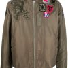 Maison-Kitsune Maharishi patch-detail Reversible Bomber Jacket Green Men Bomber Jackets