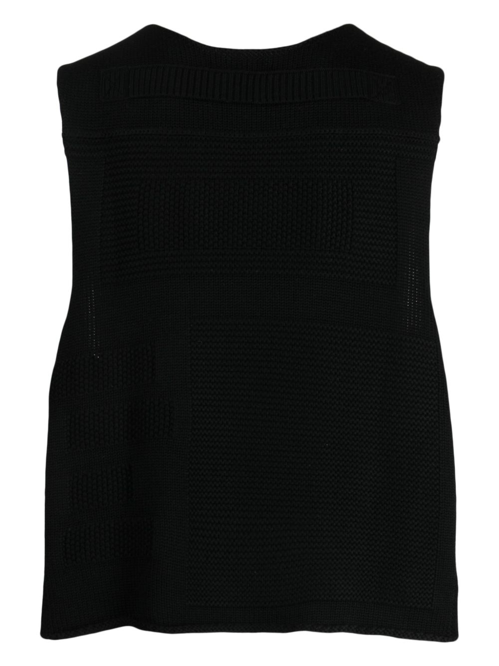 Maison-Kitsune Knitted Sweaters Men Maharishi scoop-neck Merino Wool Vest Black
