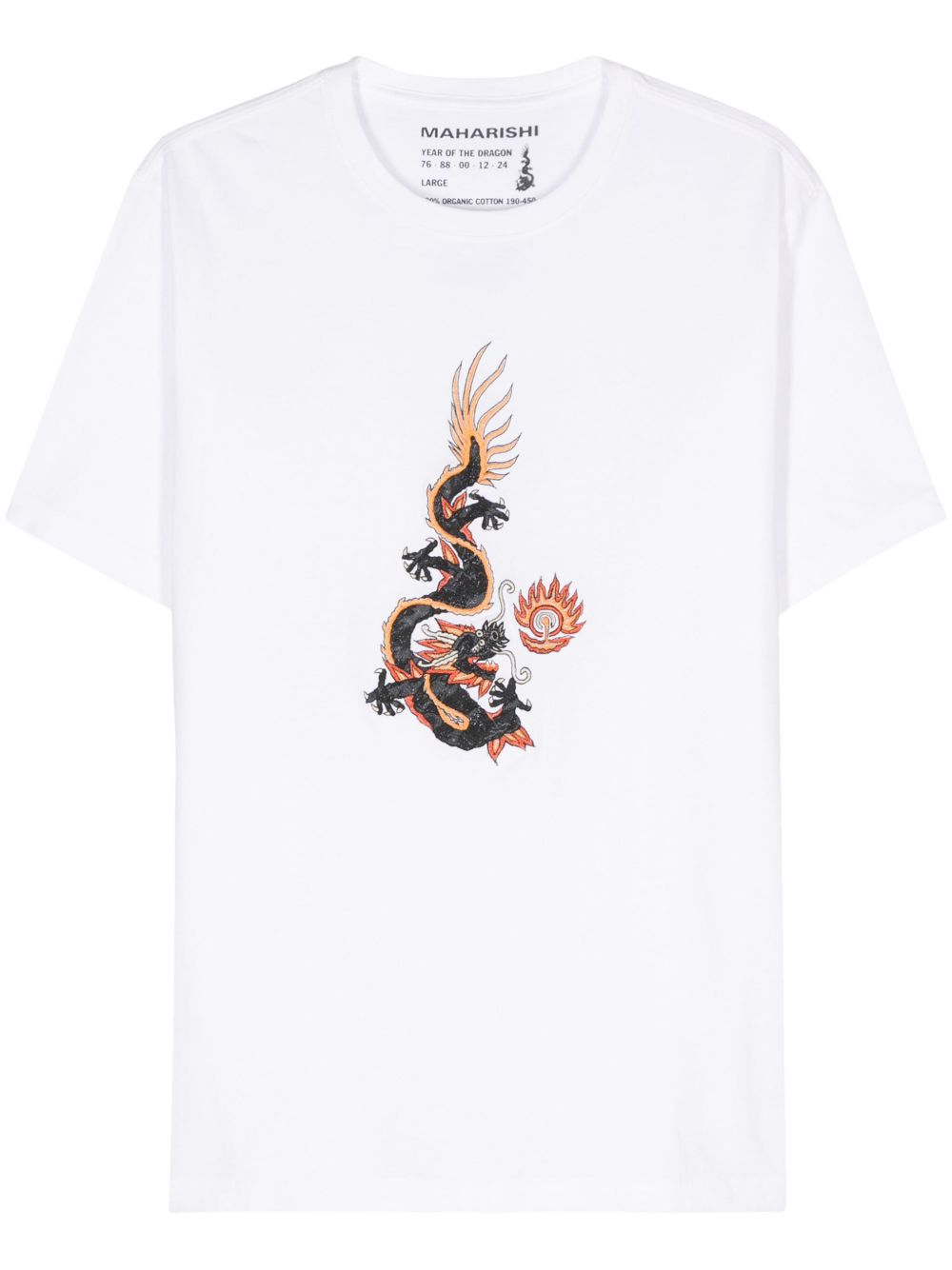 Maison-Kitsune T-Shirts Men Maharishi Original Dragon Cotton T-shirt White