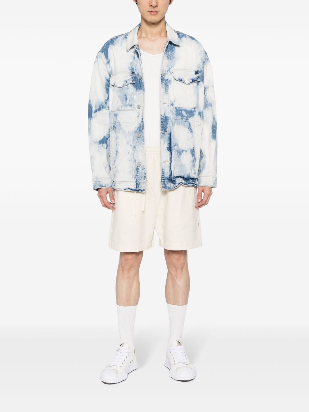 Maharishi Off centre-drawstring Bermuda Shorts Neutrals Men Bermuda Shorts Maison-Kitsune