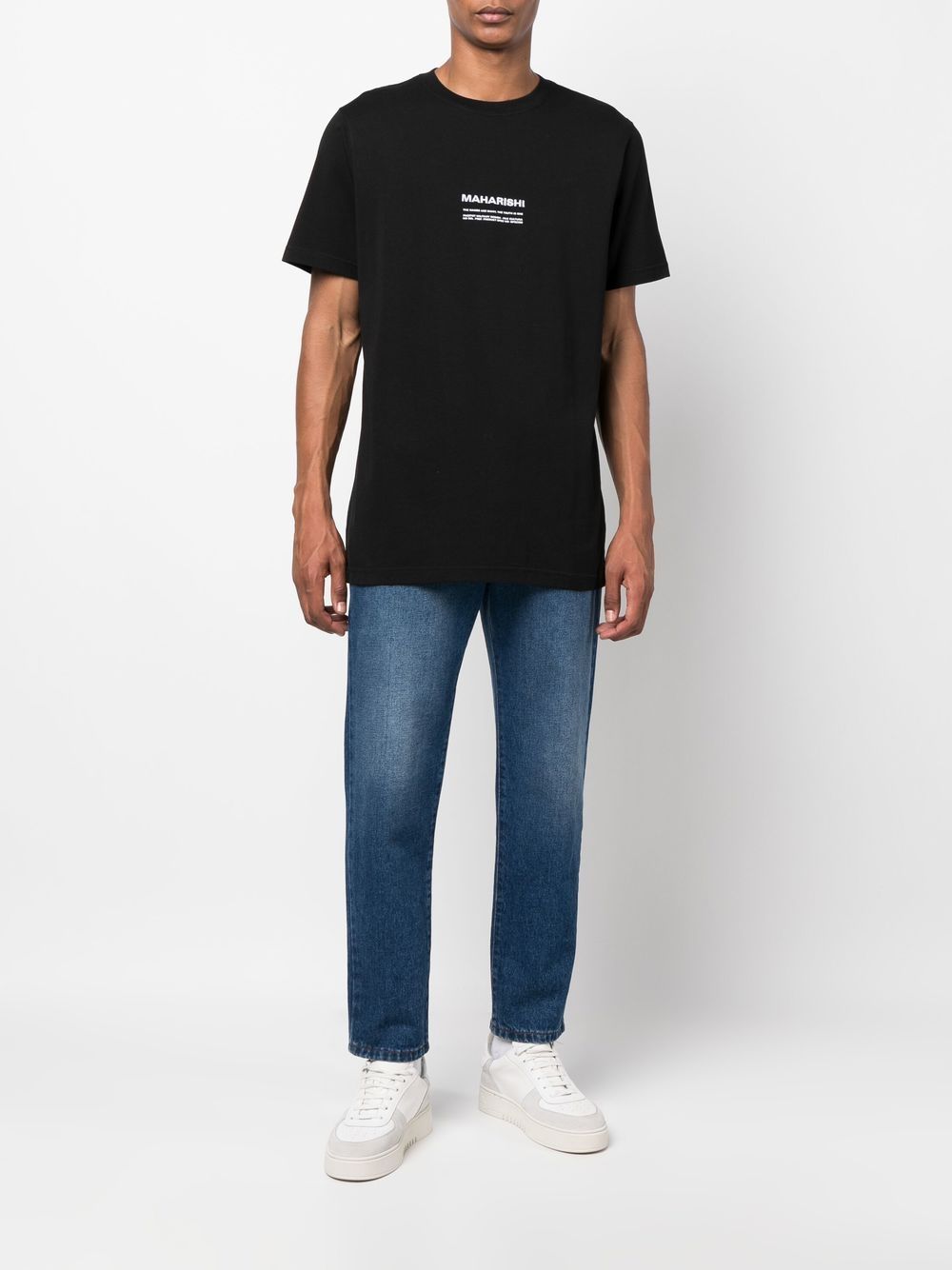 Maharishi logo-embroidered Organic Cotton T-shirt Black Men T-Shirts Maison-Kitsune