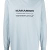 Maison-Kitsune Maharishi logo-print long-sleeve T-shirt Blue Men T-Shirts