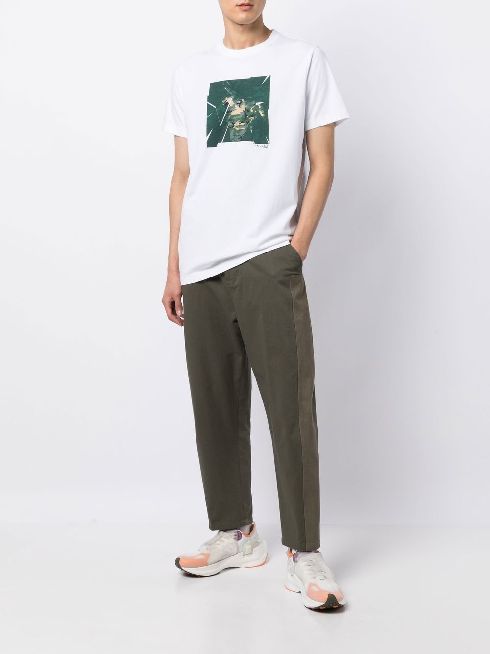 Maison-Kitsune Maharishi logo-print T-shirt White Men T-Shirts