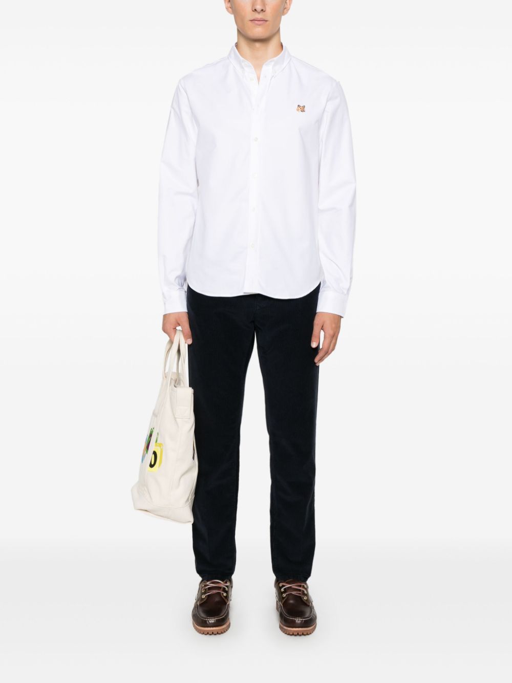 Men Shirts Maison-Kitsune Maison Kitsuné Mini Fox Head Shirt White