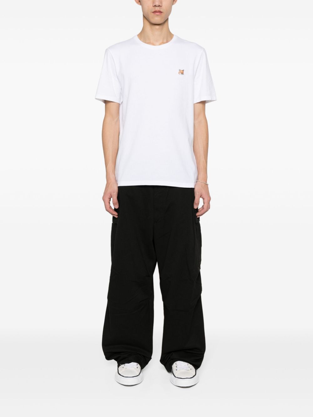 Maison Kitsuné Fox-motif Cotton T-shirt Brown Maison-Kitsune Men T-Shirts