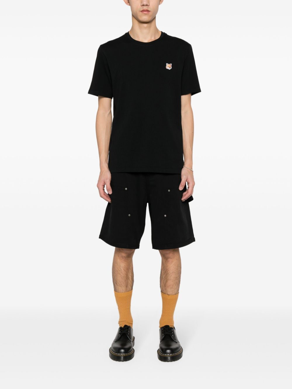 Maison-Kitsune Maison Kitsuné Fox-motif Cotton T-shirt Black Men T-Shirts