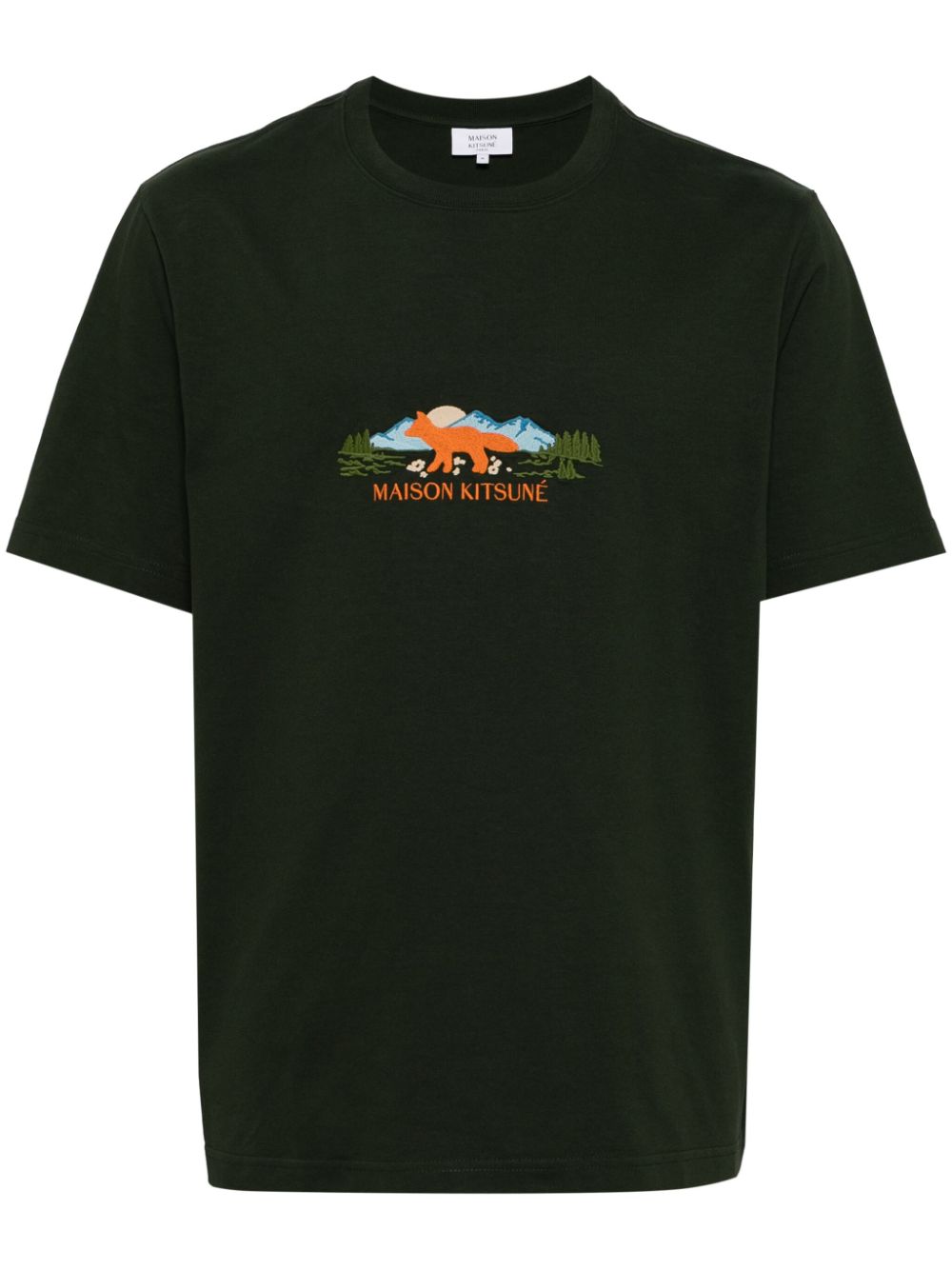 Maison Kitsuné Outdoor Profile Fox T-shirt Green Maison-Kitsune Men T-Shirts