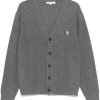 Maison-Kitsune Cardigans Men Maison Kitsuné Bold Fox Head-patch Cardigan Grey