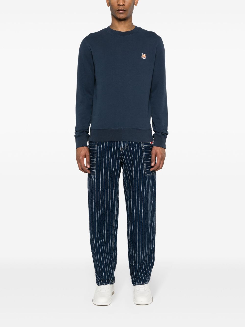 Maison Kitsuné Bold Fox Head Cotton Sweatshirt Blue Maison-Kitsune Men Sweatshirts