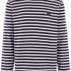 Maison-Kitsune Maison Kitsuné logo-patch Striped Jumper Blue Men Knitted Sweaters
