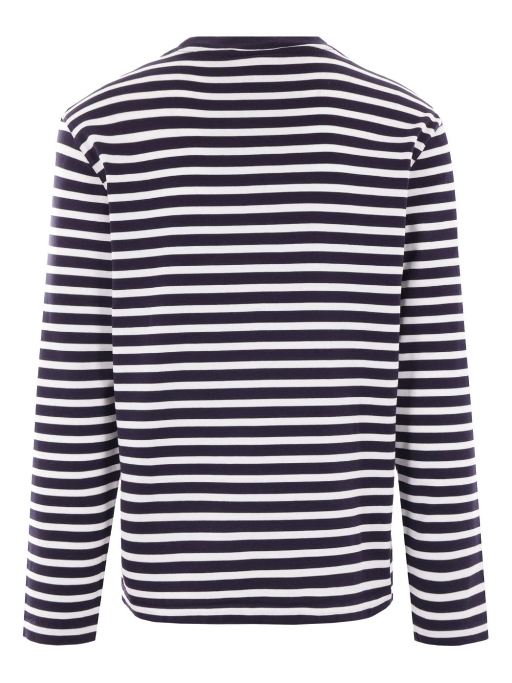 Maison-Kitsune Maison Kitsuné logo-patch Striped Jumper Blue Men Knitted Sweaters