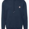 Maison Kitsuné Fox-motif Cotton Hoodie Blue Men Hoodies Maison-Kitsune