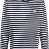 Maison Kitsuné Fox-motif Striped Cotton T-shirt Blue Maison-Kitsune Men Knitted Sweaters