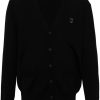 Maison Kitsuné Chillax Fox Wool Cardigan Black Maison-Kitsune Men Cardigans