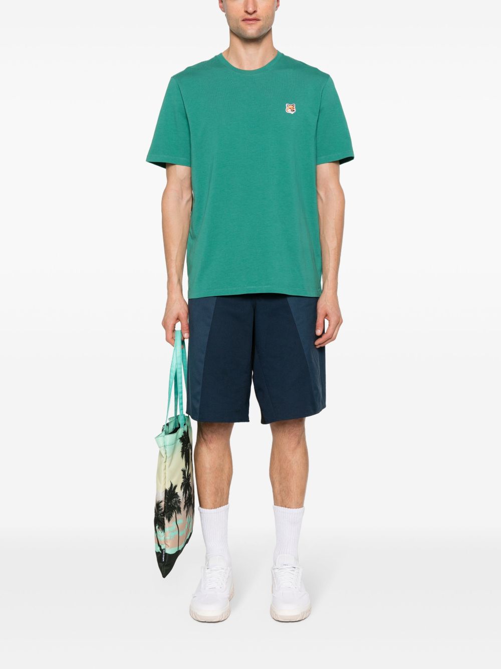 Maison-Kitsune T-Shirts Men Maison Kitsuné Fox Head Cotton T-shirt Green