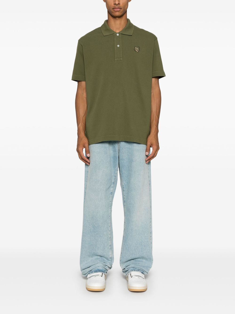 Maison-Kitsune Maison Kitsuné Bold Fox Head Polo Shirt Green Men Polo Shirts