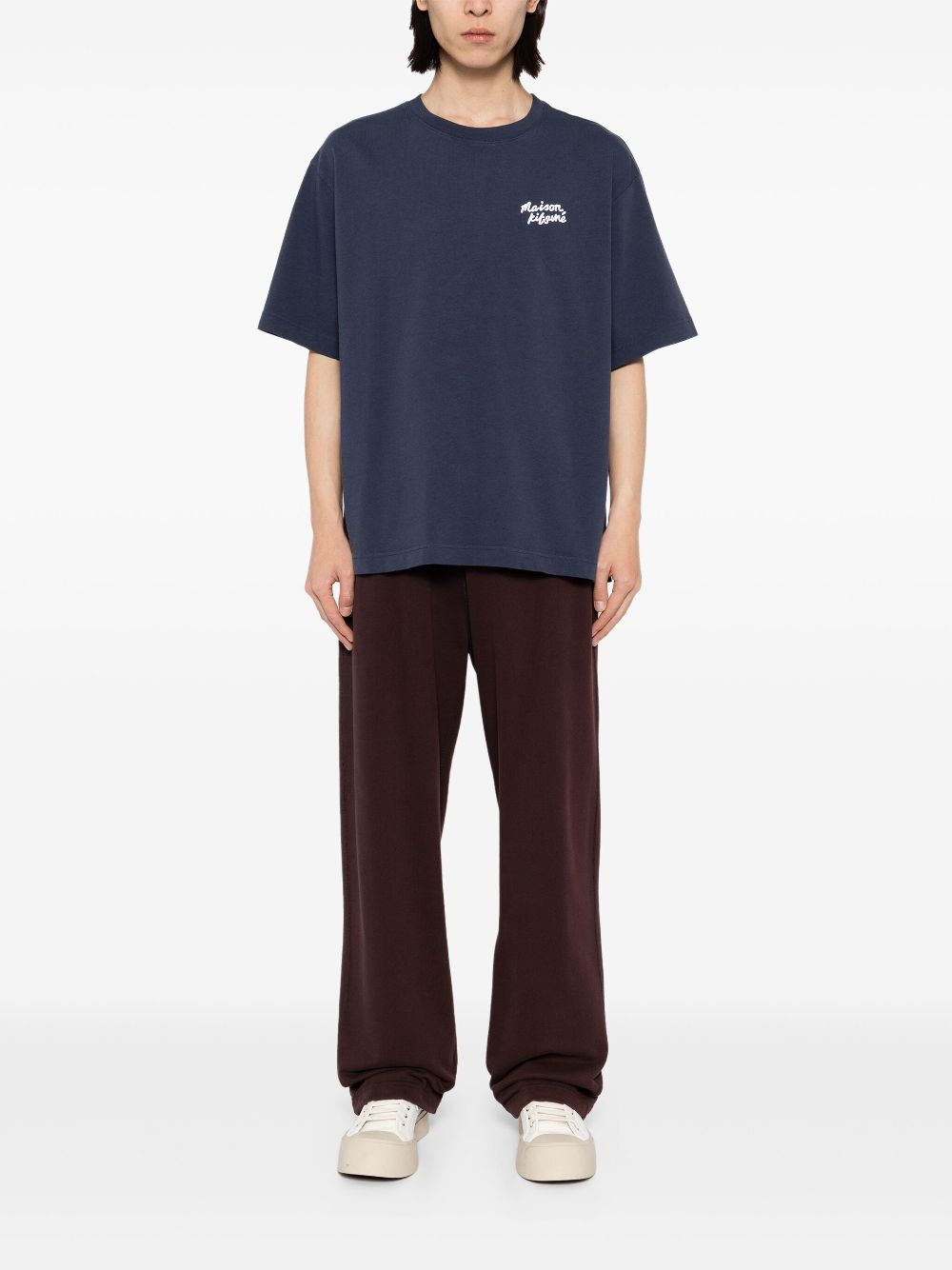 Men T-Shirts Maison-Kitsune Maison Kitsuné Handwriting T-shirt Blue