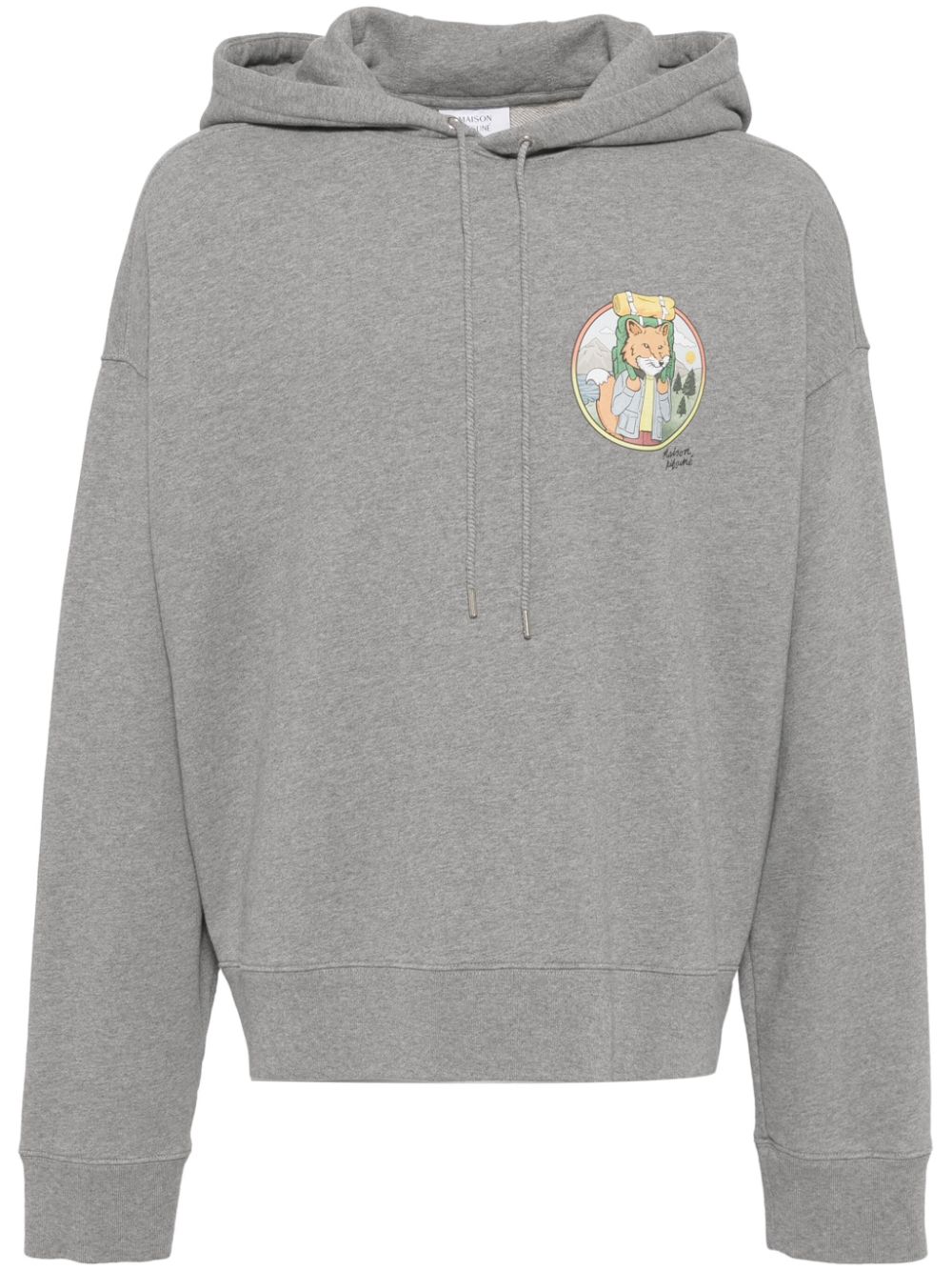 Maison-Kitsune Hoodies Men Maison Kitsuné Rambling Fox Oversized Hoodie Grey