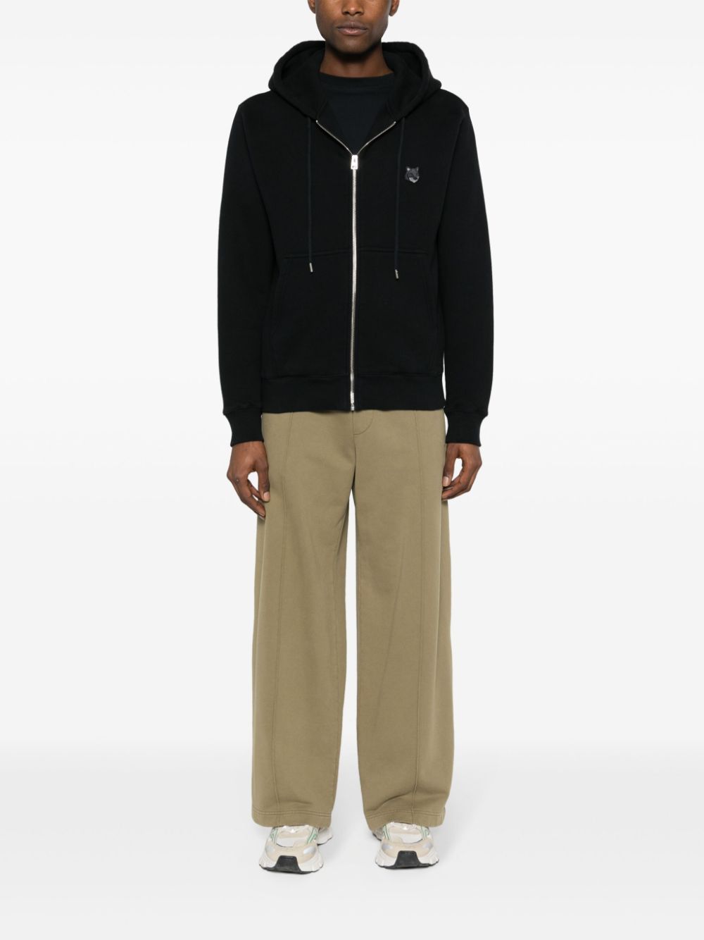 Men Hoodies Maison-Kitsune Maison Kitsuné Fox-patch zip-up Hoodie Black