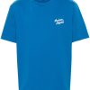 Men T-Shirts Maison-Kitsune Maison Kitsuné logo-embroidered Cotton t-shirt Blue