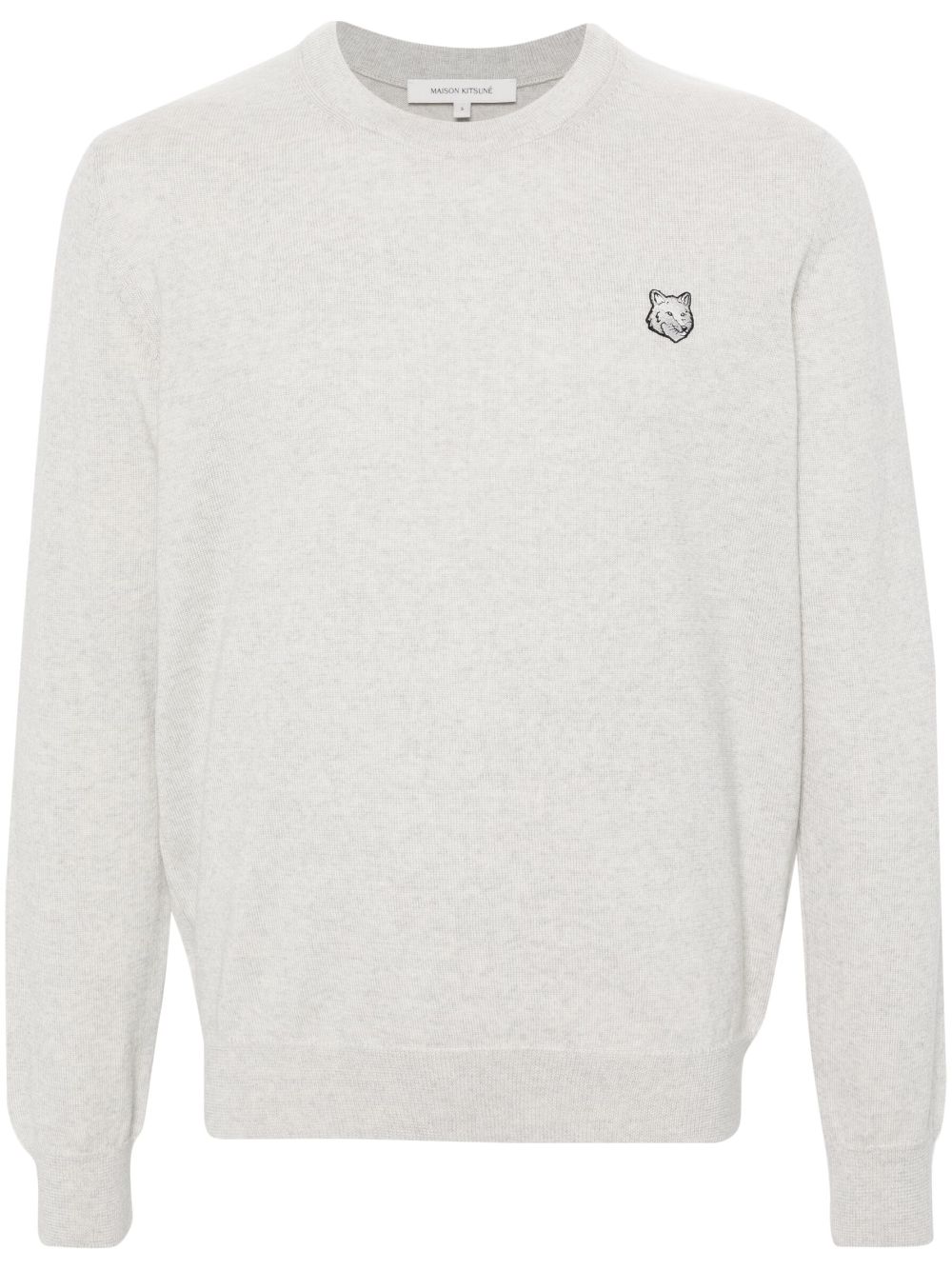 Maison-Kitsune Maison Kitsuné logo-patch Cotton Jumper Grey Men Knitted Sweaters