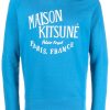 Maison Kitsuné logo-print Cotton Sweatshirt Blue Men Sweatshirts Maison-Kitsune