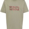 Maison Kitsuné Embroidered Logo T-shirt Green Maison-Kitsune Men T-Shirts