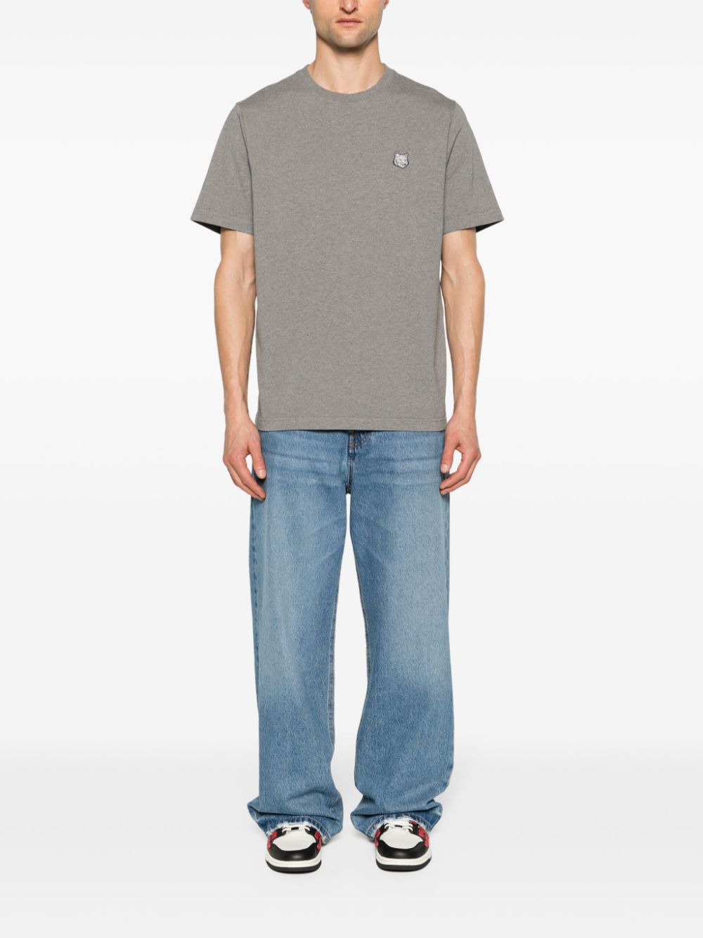 Maison Kitsuné Chillax Fox Cotton T-shirt Grey Men T-Shirts Maison-Kitsune
