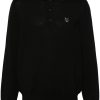 Maison Kitsuné Fox-motif Polo Shirt Black Men Knitted Sweaters Maison-Kitsune
