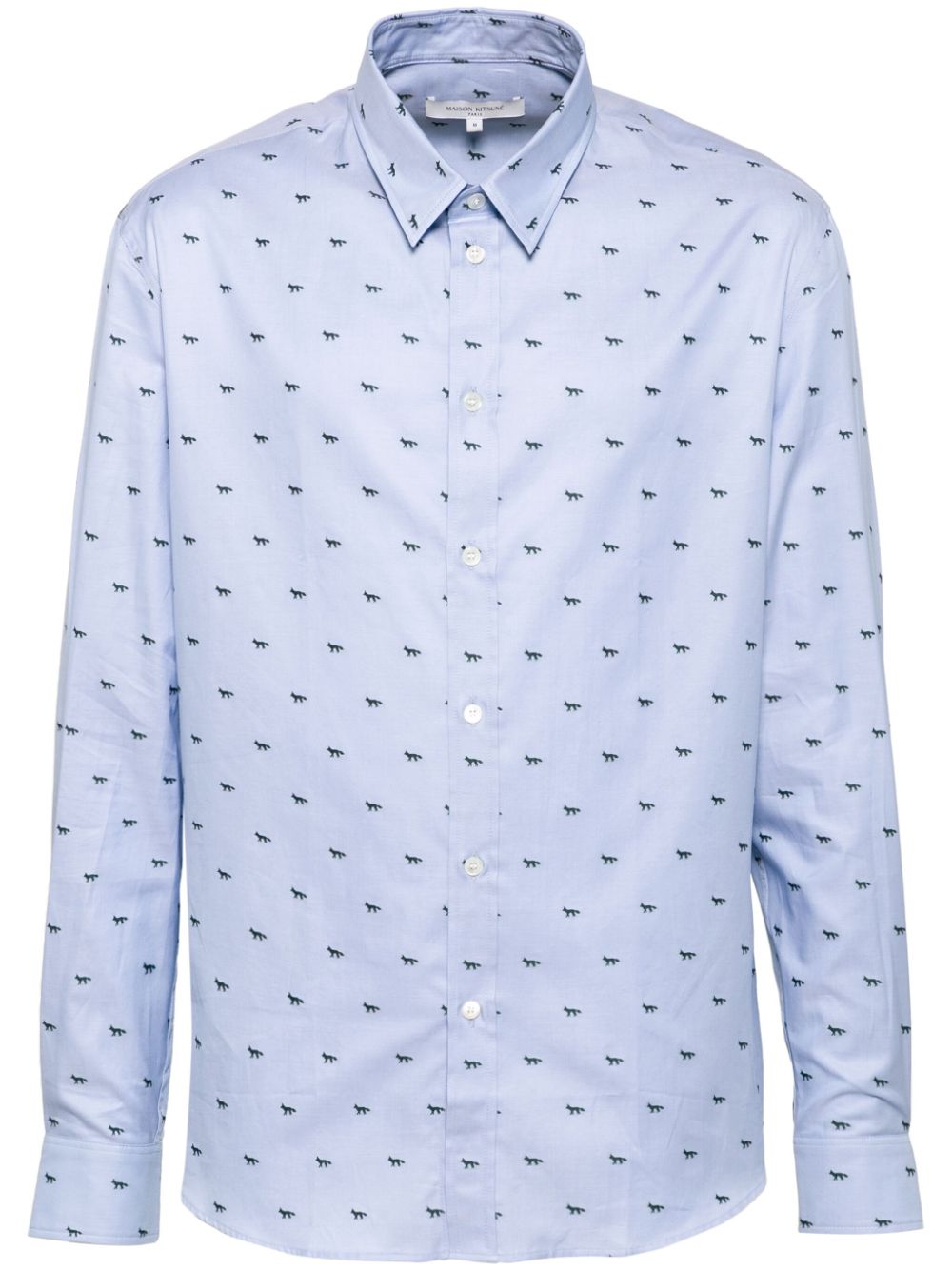 Maison-Kitsune Shirts Men Maison Kitsuné Fox-print Shirt Blue