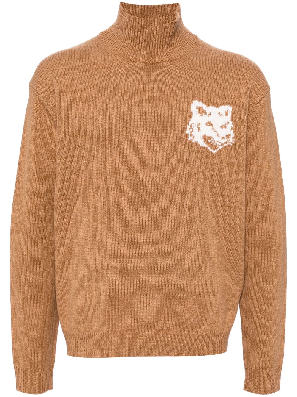 Men Knitted Sweaters Maison-Kitsune Maison Kitsuné Fox Head Intarsia Comfort Jumper Neutrals