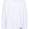Maison Kitsuné logo-embroidered Cotton Shirt Blue Maison-Kitsune Men Shirts