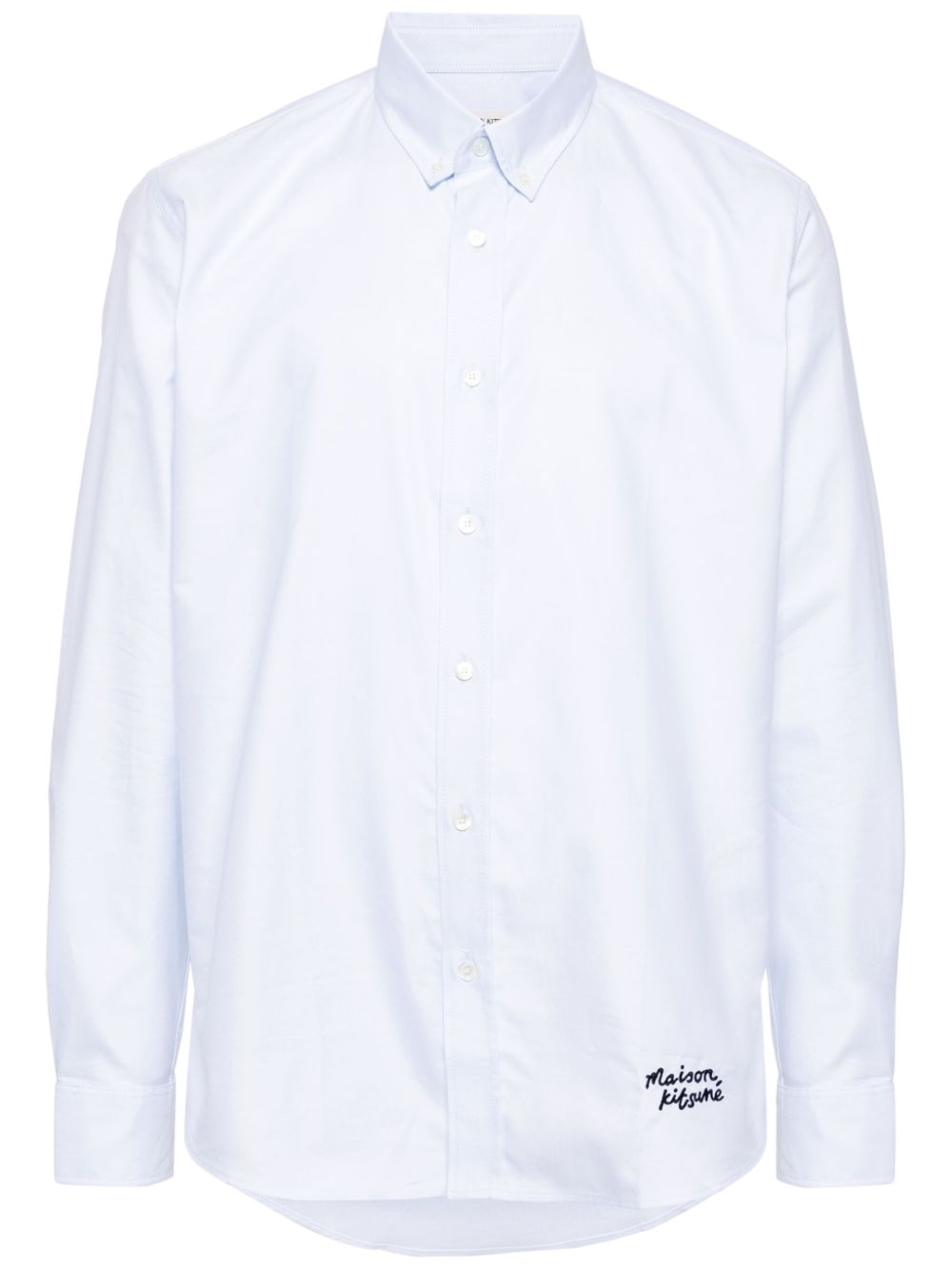 Maison Kitsuné logo-embroidered Cotton Shirt Blue Maison-Kitsune Men Shirts