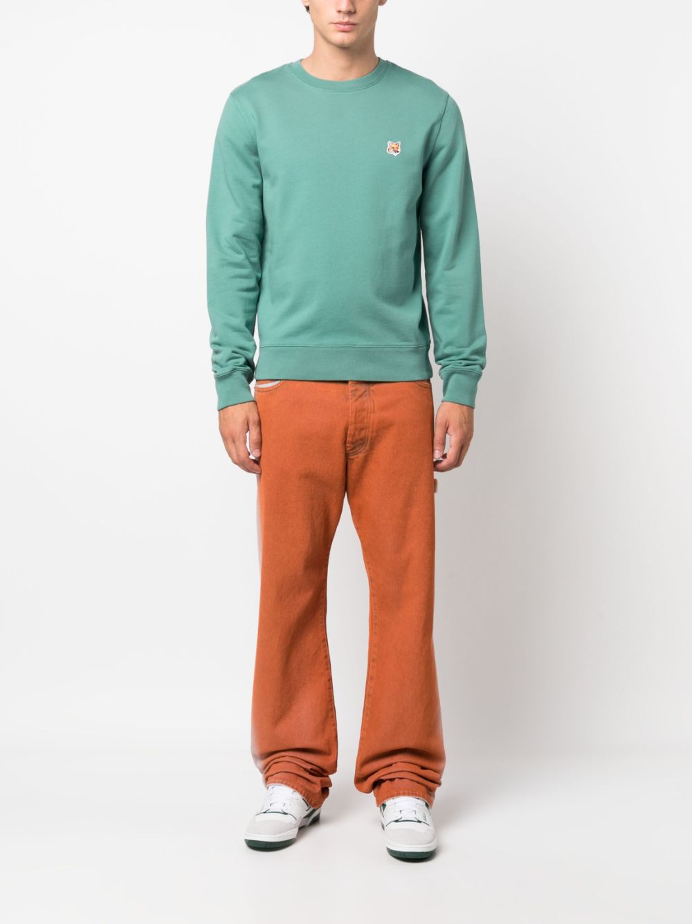 Maison-Kitsune Sweatshirts Men Maison Kitsuné Fox logo-appliqué Jersey Sweatshirt Green