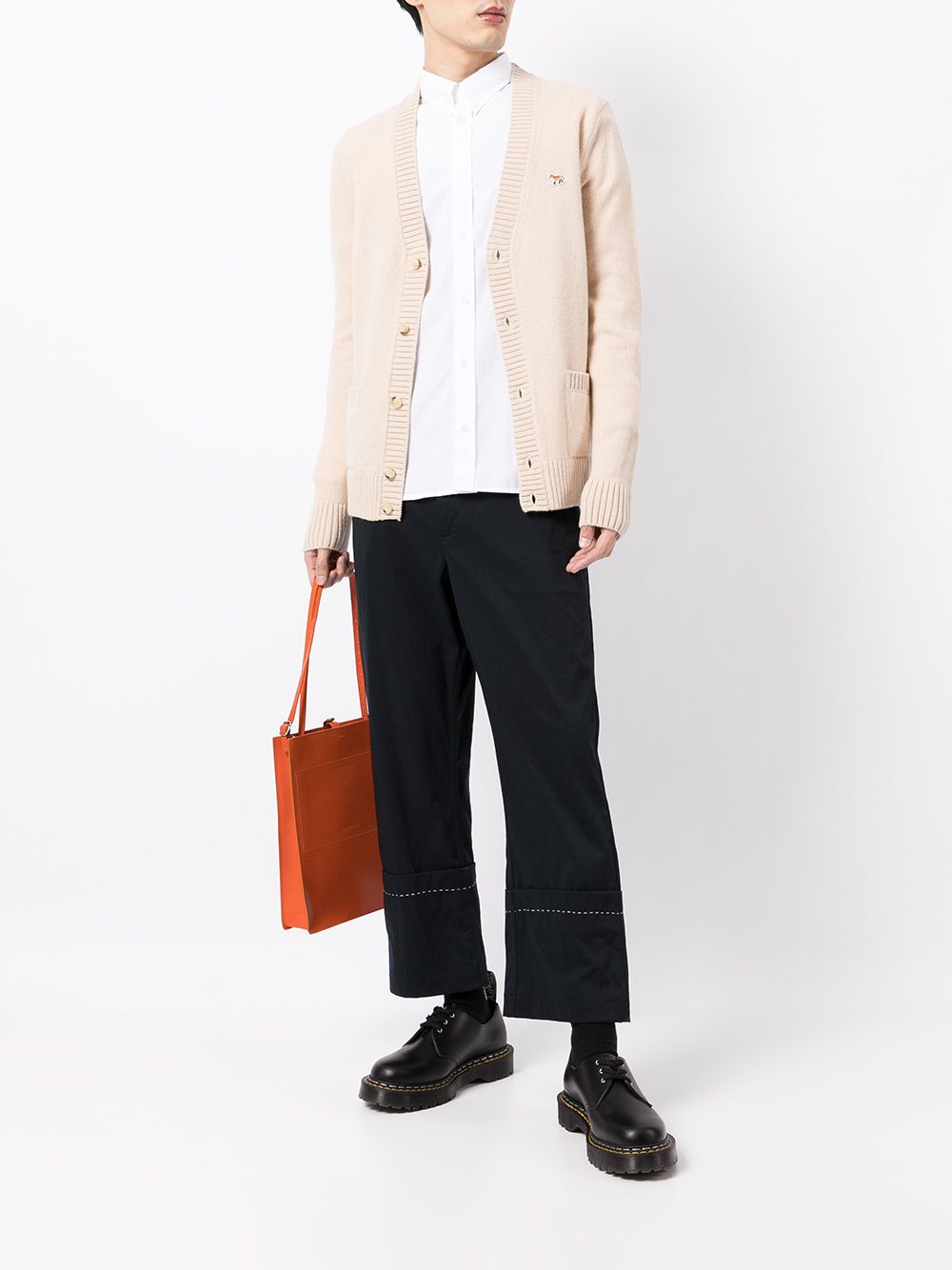 Maison Kitsuné Embroidered Logo Polo Shirt White Maison-Kitsune Men Shirts