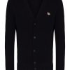 Maison-Kitsune Maison Kitsuné Fox Patch V-neck Cardigan Blue Men Cardigans