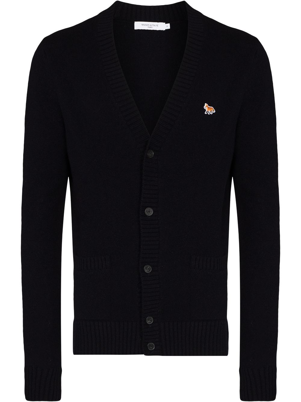 Maison-Kitsune Maison Kitsuné Fox Patch V-neck Cardigan Blue Men Cardigans