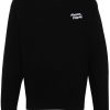 Maison Kitsuné logo-embroidered Cotton Sweatshirt Black Men Sweatshirts Maison-Kitsune